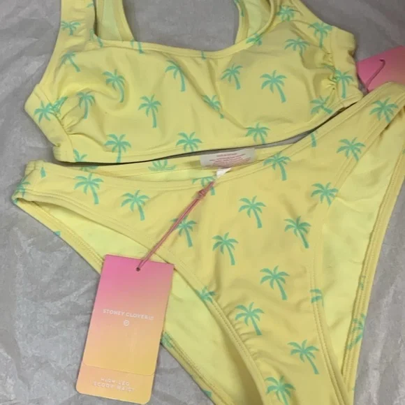 NEW Stoney Clover Lane x Target [ XS ] Palm Tree Bikini Top + Scoop Bottom - Picture 4 of 7